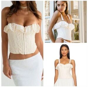 We Are Hah x Free People Seams Like A Princess Corset Cream  Corset Top